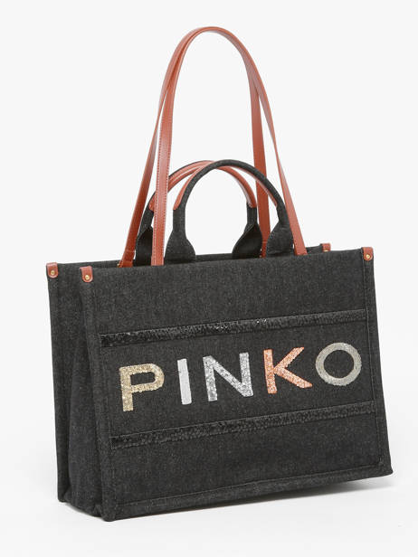 Shoulder Bag Logo Shopper Cotton Pinko Black logo shopper A17T other view 2