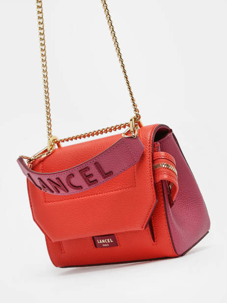 Small Leather Ninon Multico Crossbody Bag Lancel Red ninon A12357 other view 1