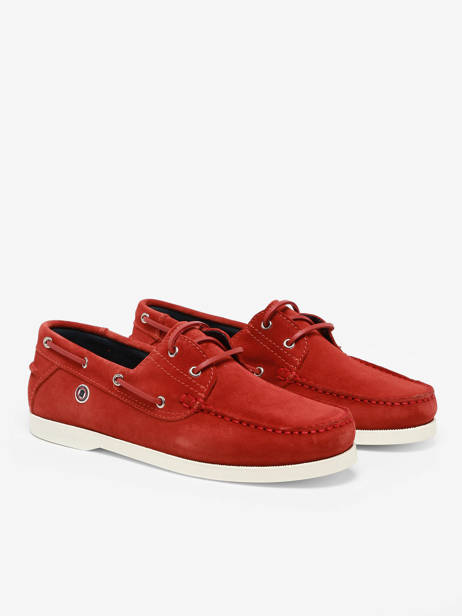 Boat Shoes In Leather Serge blanco Red men CHA2108A other view 2