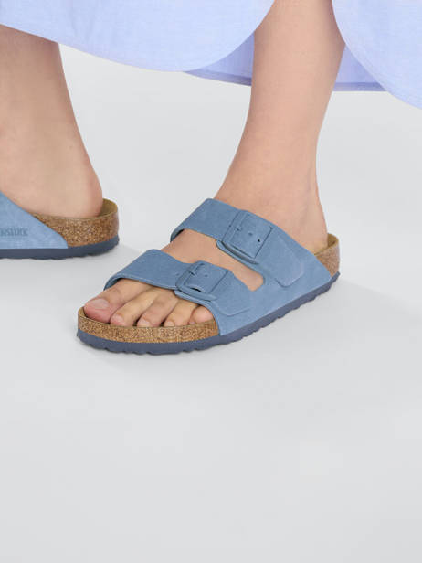 Slippers In Leather Birkenstock Blue women 1026820 other view 2