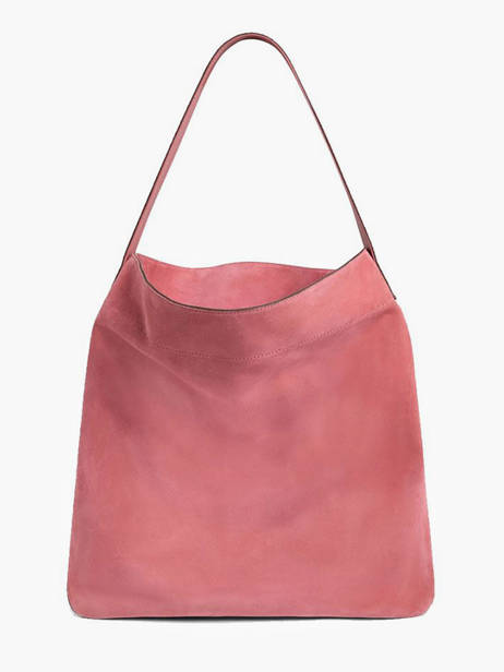 Sac Hobo Lady En Cuir Velours Gerard darel Rose folk G407 vue secondaire 4