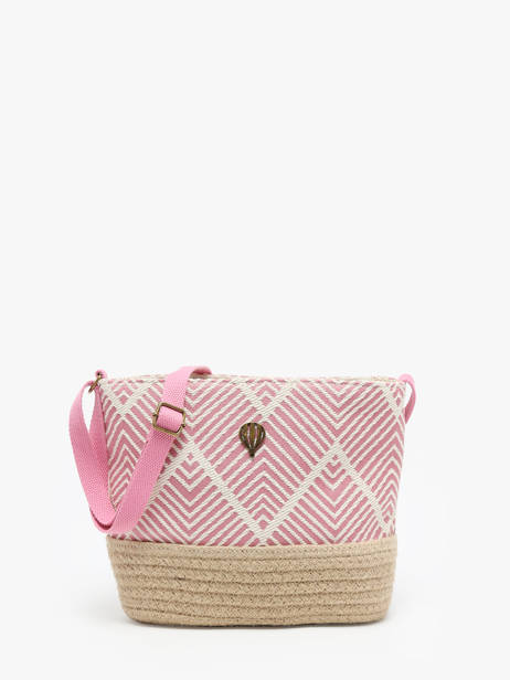 Sac Bandoulière Quadrille Jute Le voyage en panier Rose quadrille PM766