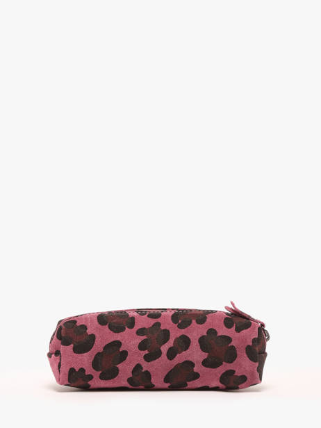 Pouch Leather Milano Pink velvet leopardo VL22116 other view 2