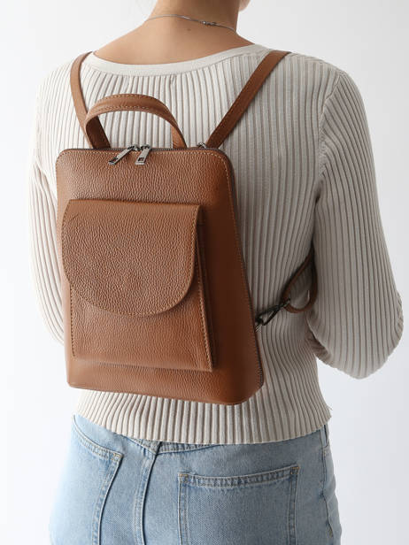 Shoulder Strap Backpack Leather Milano Brown caviar CA240615 other view 1