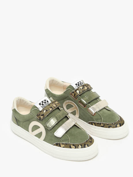 Velcro Sneakers In Leather No name Green women GLGL0466 other view 2