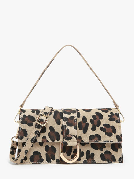 Shoulder Bag Velvet Leopardo Leather Milano Beige velvet leopardo VL24066