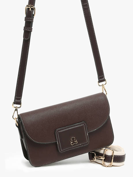 Shoulder Bag Saffiano Lulu castagnette Brown saffiano WALFROY other view 2