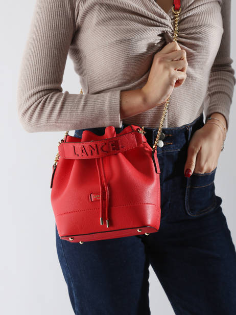 Small Leather Bucket Bag Ninon Lancel Red ninon A10922 other view 1