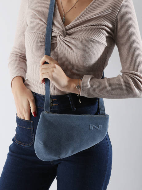 Leather City Perle Denim Crossbody Bag Nathan baume Blue denim 1000D other view 1