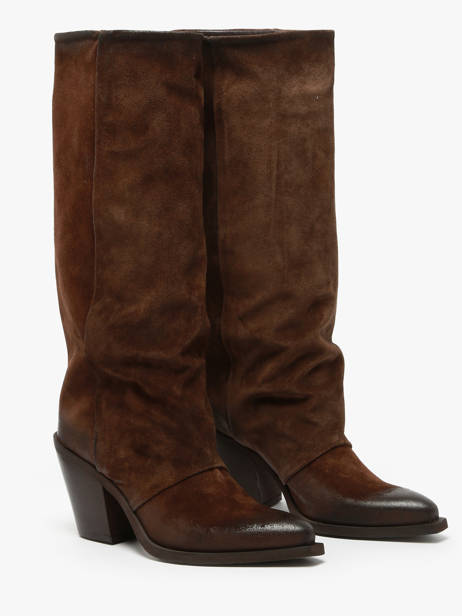 Bottes à Talon Stivali Tubo En Cuir Metisse Marron women Bottes Texan en daim vue secondaire 1