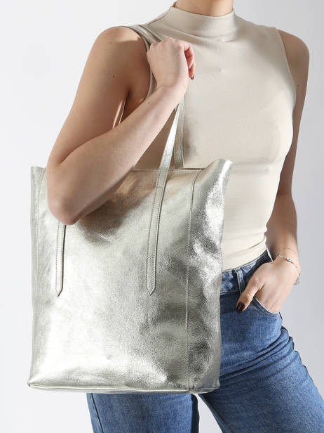A4 Size Shoulder Bag Nine Leather Milano Silver nine NI24111 other view 1