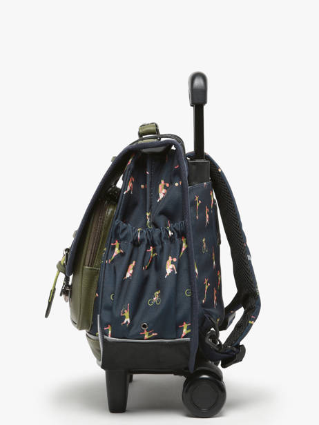 Wheeled Schoolbag 2 Compartments Cameleon Green vintage urban PBVBCR38 other view 2