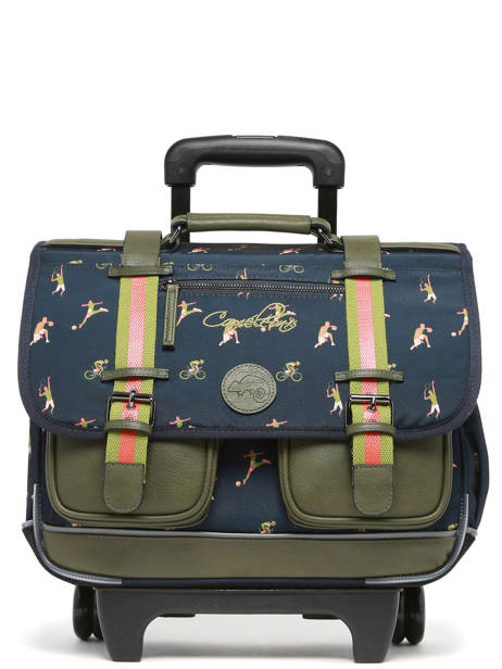 Wheeled Schoolbag 2 Compartments Cameleon Green vintage urban PBVBCR38 other view 7