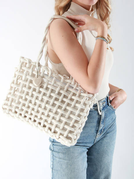Handbag Crochet Le voyage en panier Beige crochet PM853 other view 1