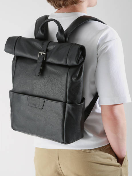 1 Compartment Backpack Flandres Leather Etrier Black flandres EFLA8102 other view 1