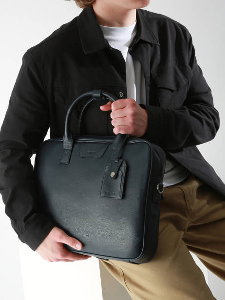 Leather Flandres Briefcase 1 Compartment Etrier Blue flandres EFLA8251 other view 1