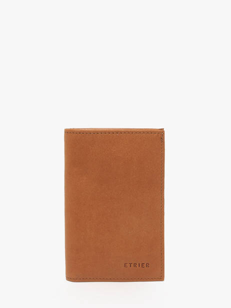 Compact Leather Wallet Oil Etrier Brown oil EOIL027