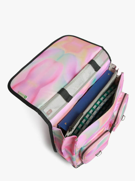 Cartable à Roulettes Enfant 2 Compartiments Cameleon Rose vintage fantasy CR38 vue secondaire 3