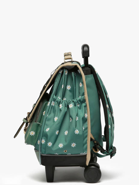 3-compartment Wheeled Satchel Cameleon Green vintage fantasy CR41 other view 2