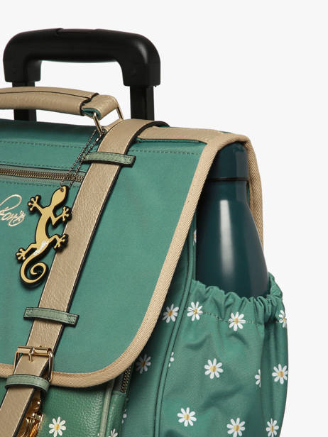3-compartment Wheeled Satchel Cameleon Green vintage fantasy CR41 other view 6
