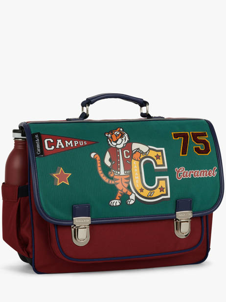 2-compartment Satchel Caramel et cie Green fier GA other view 2