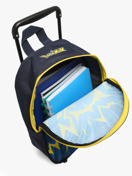 Sac A Dos à Roulettes 1 Compartiment Pokemon Bleu pikachu eclair 25IK204F vue secondaire 3