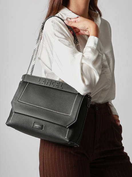 Large Leather Ninon Soft Shoulder Bag Lancel Black ninon A13783 other view 2
