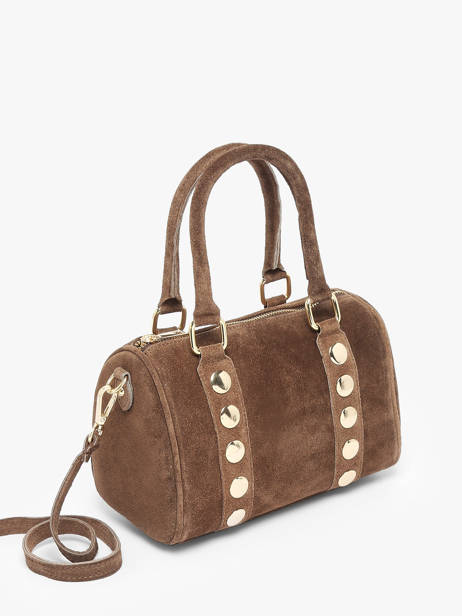 Handbag Velvet Leather Milano Brown velvet VE25066 other view 2