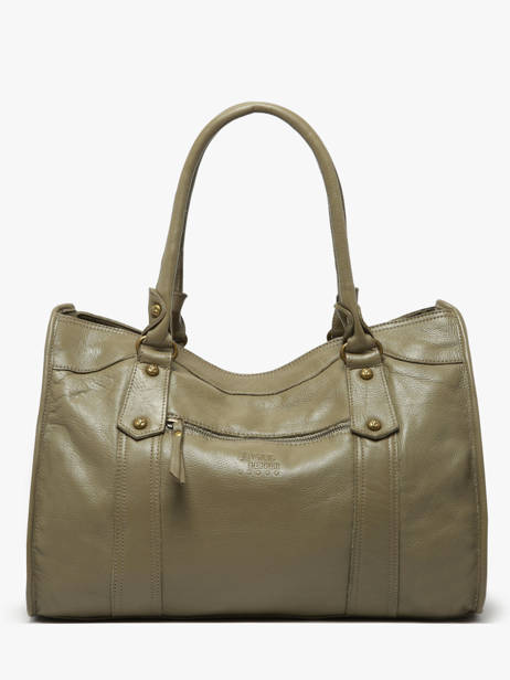 Shoulder Bag Cow A4 Leather Basilic pepper Green cow BCOW31