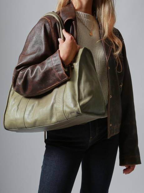Shoulder Bag Cow A4 Leather Basilic pepper Green cow BCOW31 other view 1