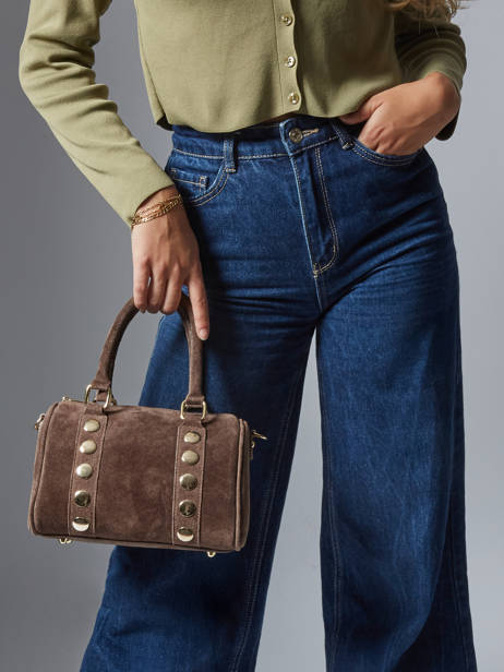 Handbag Velvet Leather Milano Brown velvet VE25066 other view 1