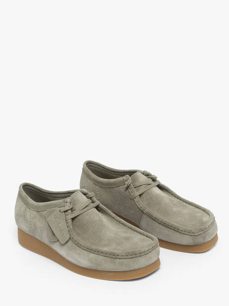 Mocassins Wallabee En Cuir Clarks Vert men 26183447 vue secondaire 2