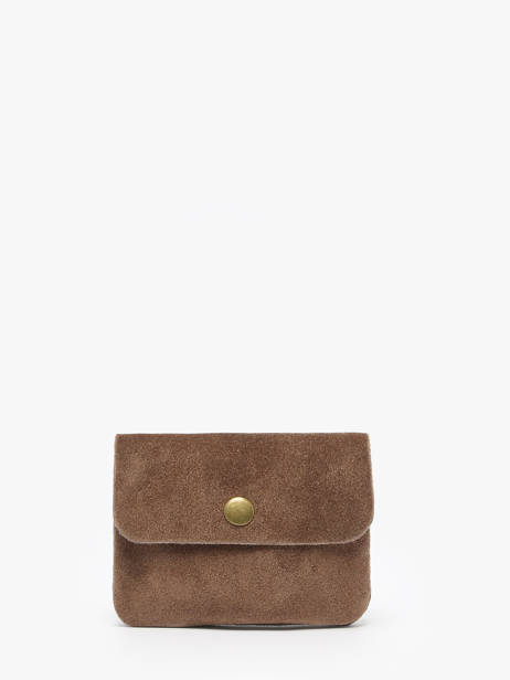 Coin Purse Leather Milano Brown velvet VE23091