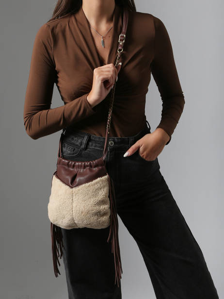 Sac Bandoulière Vintage Cuir Mila louise Beige vintage 3812TC vue secondaire 1