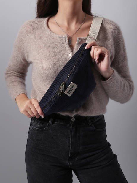 Sac Banane Hindbag Bleu velours V vue secondaire 1