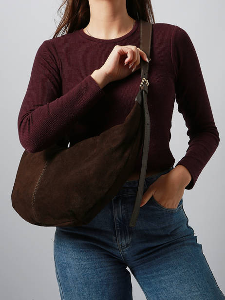 Shoulder Bag Velvet Caviar Leather Milano Brown velvet caviar VC25091 other view 1