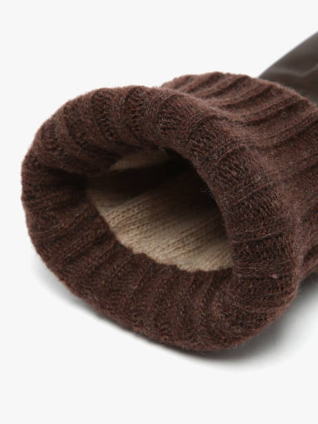 Gants En Cuir Homme Avec Manchette En Laine Omega Marron men gloves TIGE vue secondaire 1