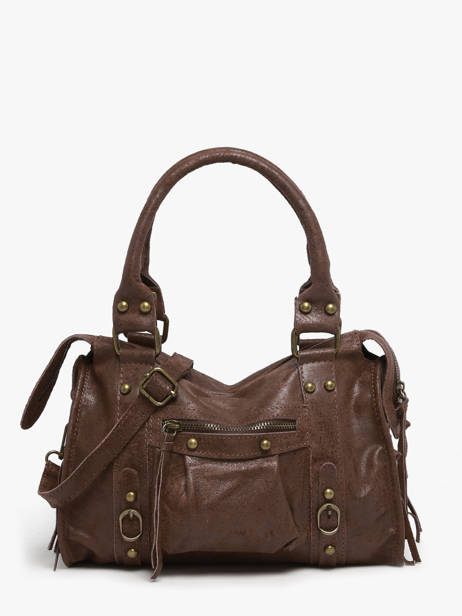 Satchel Spazzolato Leather Milano Brown spazzolato SP24094