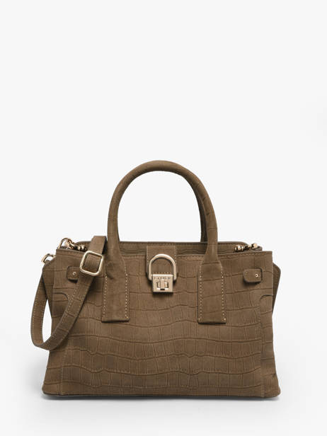 Sac Porté Main S Equestre Croco Cuir Etrier Marron equestre croco EEQC142S