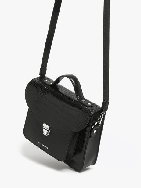Sac Bandoulière Croco Vernis Paul marius Noir croco vernis GEORGCRV vue secondaire 1
