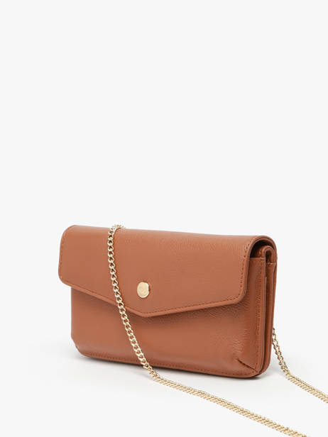 Leather Luna Clutch With Strap Hexagona Brown luna 688422 other view 2