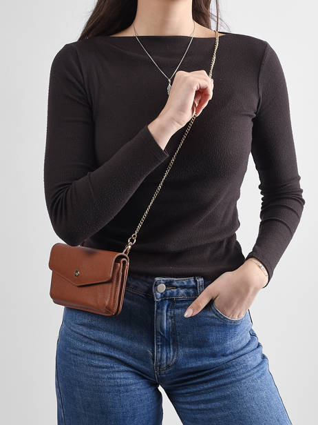 Leather Luna Clutch With Strap Hexagona Brown luna 688422 other view 1