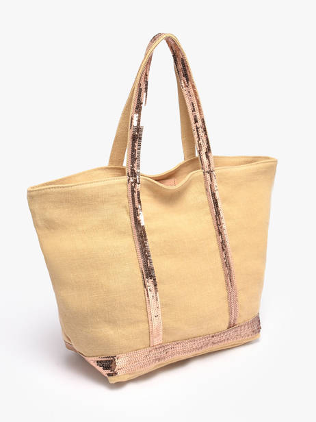 Le Cabas Zippé M Lin Et Paillettes Vanessa bruno Jaune cabas lin 31V40378 vue secondaire 1