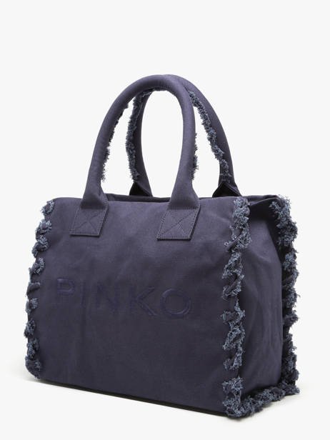 Sac Porté Main Logo Shopper Coton Pinko Bleu logo shopper 6673A3A4 vue secondaire 2