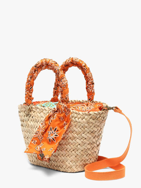Sac Porté Main Bandana Paille Le voyage en panier Orange bandana PM968 vue secondaire 1