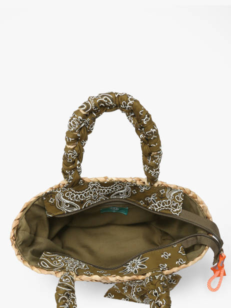 Satchel Bandana Straw Le voyage en panier Green bandana PM968 other view 2