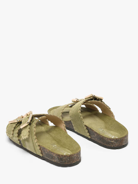 Slippers With Straps In Leather Semerdjian Green women ARIANNA other view 2