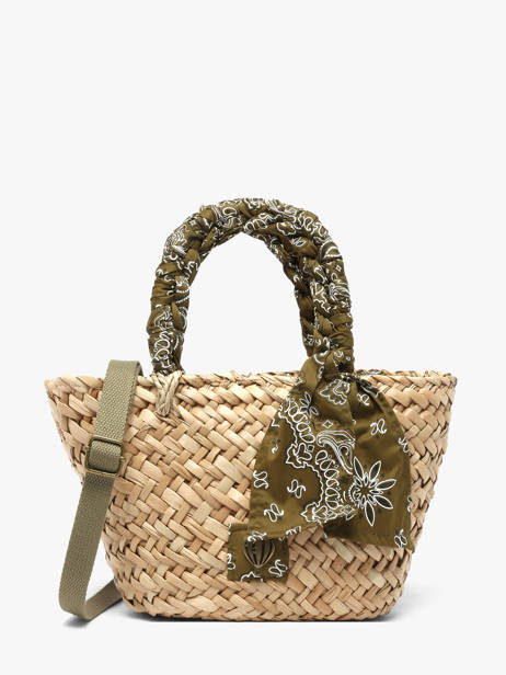 Satchel Bandana Straw Le voyage en panier Green bandana PM968