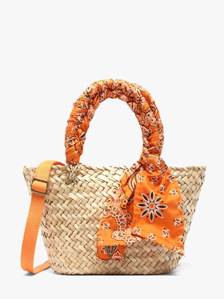 Sac Porté Main Bandana Paille Le voyage en panier Orange bandana PM968
