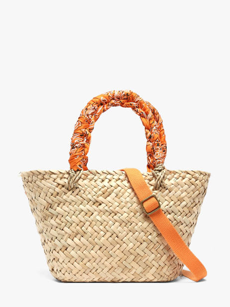 Sac Porté Main Bandana Paille Le voyage en panier Orange bandana PM968 vue secondaire 3